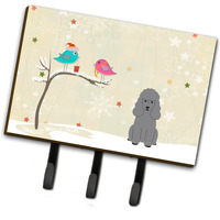 "Caroline's Treasures Christmas Presents between Friends Poodle Silver Leash or Key Holder BB2540TH68, Triple, Multicolor"