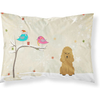 Caroline's Treasures Christmas Presents Friends Poodle Tan Fabric Standard Pillowcase BB2541PILLOWCASE