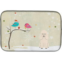 "Caroline's Treasures Christmas Presents Between Friends Poodle White Dish Drying Mat, 14"" x 21"""