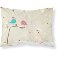 Caroline's Treasures Christmas Presents Friends Poodle White Fabric Standard Pillowcase BB2542PILLOWCASE