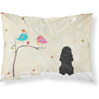 Caroline's Treasures Christmas Presents Friends Poodle Black Fabric Standard Pillowcase BB2543PILLOWCASE