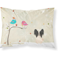 Caroline's Treasures Christmas Presents Friends Papillon Black White Fabric Standard Pillowcase BB2548PILLOWCASE