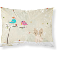 "Caroline's Treasures Christmas Presents between Friends Papillon Sable White Fabric Standard Pillowcase BB2549PILLOWCASE, Multicolor"