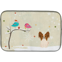 "Caroline's Treasures Christmas Presents Between Friends Papillion Red White Dish Drying Mat, 14 X 21"
