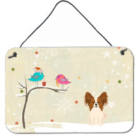 "Caroline's Treasures Christmas Presents Friends Papillon Red White Wall or Door Hanging Prints BB2550DS812, 8"" x 12"""