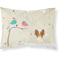 Caroline's Treasures Christmas Presents Friends Papillon Red White Fabric Standard Pillowcase BB2550PILLOWCASE