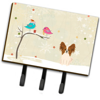 "Caroline's Treasures Christmas Presents between Friends Papillon Red White Leash or Key Holder BB2550TH68, Triple, Multicolor"