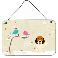 "Caroline's Treasures Christmas Presents Friends Petit Basset Griffon Veenden Wall or Door Hanging Prints BB2551DS812, 8"" x 12"""
