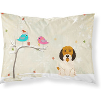 "Caroline's Treasures Christmas Presents between Friends Petit Basset Griffon Veenden Fabric Standard Pillowcase BB2551PILLOWCASE, Multicolor"