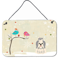 "Caroline's Treasures Christmas Presents between Friends Shih Tzu Silver White Wall or Door Hanging Prints BB2557DS812, 8"" x 12"", Multicolor"