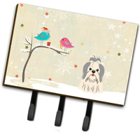"Caroline's Treasures Christmas Presents between Friends Shih Tzu Silver White Leash or Key Holder BB2557TH68, Triple, Multicolor"