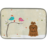"Caroline's Treasures Christmas Presents Between Friends Shih Tzu Chocolate Dish Drying Mat, 14"" x 21"""