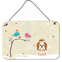"Caroline's Treasures Christmas Presents between Friends Shih Tzu Red White Wall or Door Hanging Prints BB2559DS812, 8"" x 12"", Multicolor"