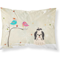 Caroline's Treasures Christmas Presents Friends Shih Tzu Black White Fabric Standard Pillowcase BB2560PILLOWCASE