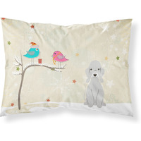 "Caroline's Treasures Christmas Presents between Friends Bedlington Terrier Blue Fabric Standard Pillowcase BB2562PILLOWCASE, Multicolor"