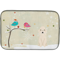 "Caroline's Treasures Christmas Presents between Friends Bedlington Terrier Sandy Dish Drying Mat, 14 x 21"