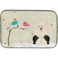 "Caroline's Treasures Christmas Presents Between Friends Old English Sheepdog Dish Drying Mat, 14"" x 21"""