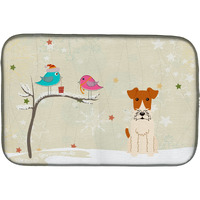 "Caroline's Treasures Christmas Presents Between Friends Wire Fox Terrier Dish Drying Mat, 14"" x 21"""