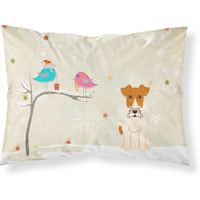 Caroline's Treasures Christmas Presents Friends Wire Fox Terrier Fabric Standard Pillowcase BB2573PILLOWCASE
