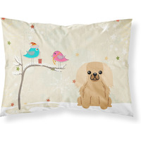 "Caroline's Treasures Christmas Presents between Friends Pekingnese Fawn Sable Fabric Standard Pillowcase BB2576PILLOWCASE, Multicolor"