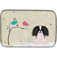 "Caroline's Treasures Black/White Christmas Presents Between Friends Pekingnese Dish Drying Mat, 14"" x 21"""