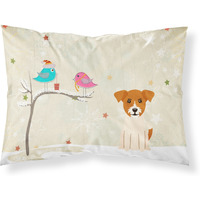 "Caroline's Treasures Christmas Presents between Friends Jack Russell Terrier Fabric Standard Pillowcase BB2580PILLOWCASE, Multicolor"