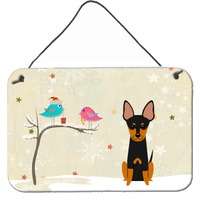 "Caroline's Treasures Christmas Presents between Friends English Toy Terrier Wall or Door Hanging Prints BB2581DS812, 8"" x 12"", Multicolor"