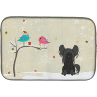 "Caroline's Treasures Christmas Presents Between Friends Chinese Crested Black Dish Drying Mat, 14"" x 21"""