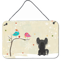 "Caroline's Treasures Christmas Presents Friends Chinese Crested Black Wall or Door Hanging Prints BB2584DS812, 8"" x 12"""
