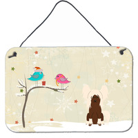 "Caroline's Treasures Christmas Presents Friends Chinese Crested Cream Wall or Door Hanging Prints BB2585DS812, 8"" x 12"""