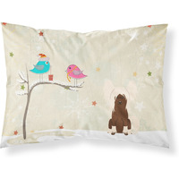 "Caroline's Treasures Christmas Presents between Friends Chinese Crested Cream Fabric Standard Pillowcase BB2585PILLOWCASE, Multicolor"