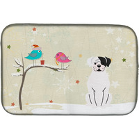 "Caroline's Treasures Christmas Presents between Friends White Boxer Cooper Dish Drying Mat, 14 x 21"