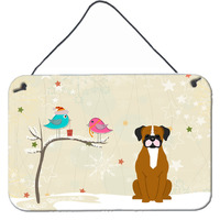 "Caroline's Treasures Christmas Presents between Friends Flashy Fawn Boxer Wall or Door Hanging Prints BB2588DS812, 8"" x 12"", Multicolor"