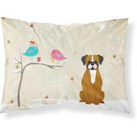 Caroline's Treasures Christmas Presents Friends Flashy Fawn Boxer Fabric Standard Pillowcase BB2588PILLOWCASE