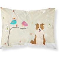 Caroline's Treasures Christmas Presents Friends Border Collie Red White Fabric Standard Pillowcase BB2591PILLOWCASE