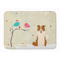 "Caroline's Treasures Christmas Border Collie Red White Floor Mat, 19"" x 27"", Multicolor"