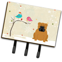 "Caroline's Treasures Christmas Presents between Friends English Bulldog Red Leash or Key Holder BB2594TH68, Triple, Multicolor"
