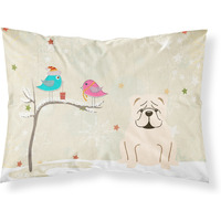 Caroline's Treasures Christmas Presents Friends English Bulldog White Fabric Standard Pillowcase BB2595PILLOWCASE