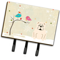 "Caroline's Treasures Christmas Presents Friends English Bulldog White Leash or Key Holder BB2595TH68, Triple"