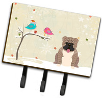 "Caroline's Treasures Christmas Presents between Friends English Bulldog Grey Brindle Leash or Key Holder BB2598TH68, Triple, Multicolor"