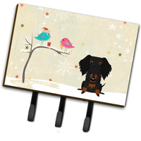 "Caroline's Treasures Christmas Presents between Friends Wire Haired Dachshund Black Tan Leash or Key Holder BB2599TH68, Triple, Multicolor"
