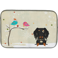 "Caroline's Treasures Christmas Presents Between Friends Wire Haired Dachshund Dapple Dish Drying Mat, 14"" x 21"""