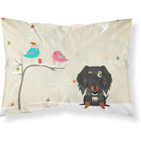 "Caroline's Treasures Christmas Presents between Friends Wire Haired Dachshund Dapple Fabric Standard Pillowcase BB2600PILLOWCASE, Multicolor"