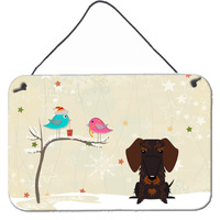 "Caroline's Treasures Christmas Presents Friends Wire Haired Dachshund Chocolate Wall or Door Hanging Prints BB2601DS812, 8"" x 12"""