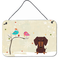 "Caroline's Treasures Christmas Presents Friends Dachshund Chocolate Wall or Door Hanging Prints BB2603DS812, 8"" x 12"""