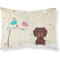 Caroline's Treasures Christmas Presents Friends Dachshund Chocolate Fabric Standard Pillowcase BB2603PILLOWCASE