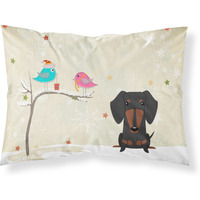 Caroline's Treasures Christmas Presents Friends Dachshund Black Tan Fabric Standard Pillowcase BB2604PILLOWCASE