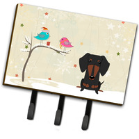 "Caroline's Treasures Christmas Presents Friends Dachshund Black Tan Leash or Key Holder BB2604TH68, Triple"