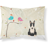 "Caroline's Treasures Christmas Presents between Friends Bull Terrier Black White Fabric Standard Pillowcase BB2605PILLOWCASE, Multicolor"