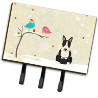 "Caroline's Treasures Christmas Presents between Friends Bull Terrier Black White Leash or Key Holder BB2605TH68, Triple, Multicolor"